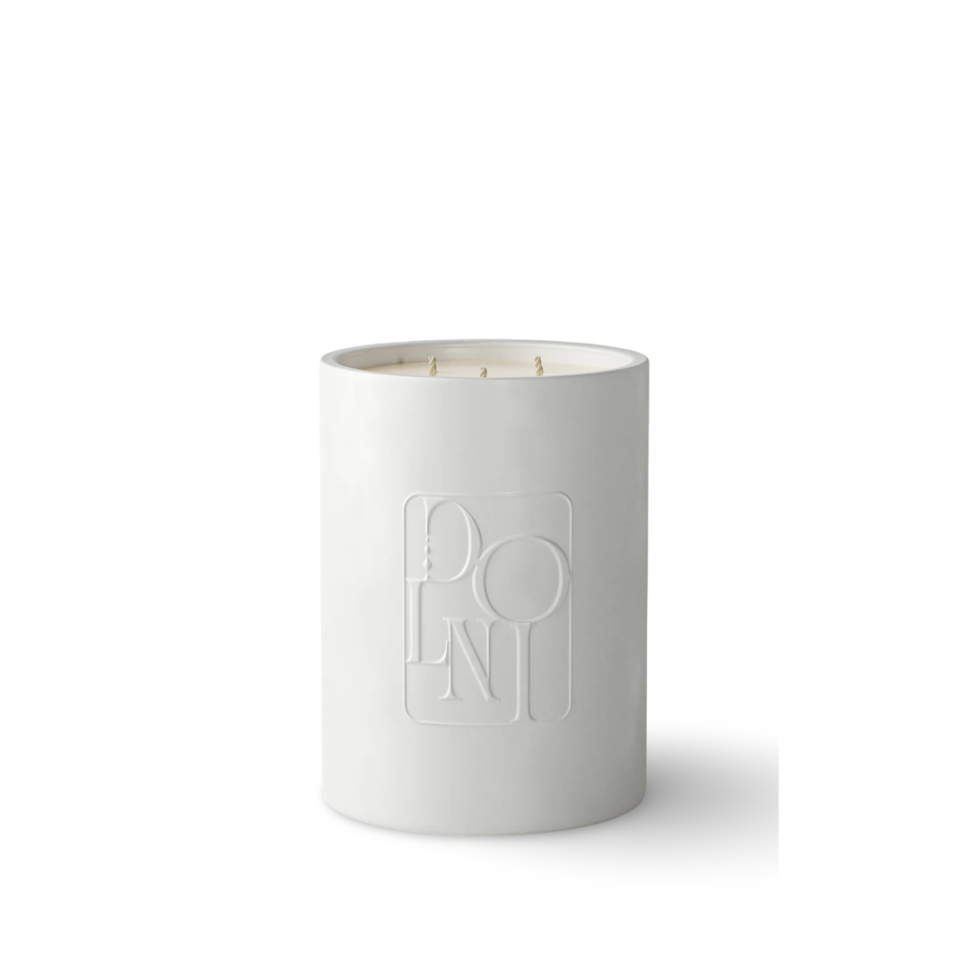 Amber & Patchouli baltos keramikos žvakė